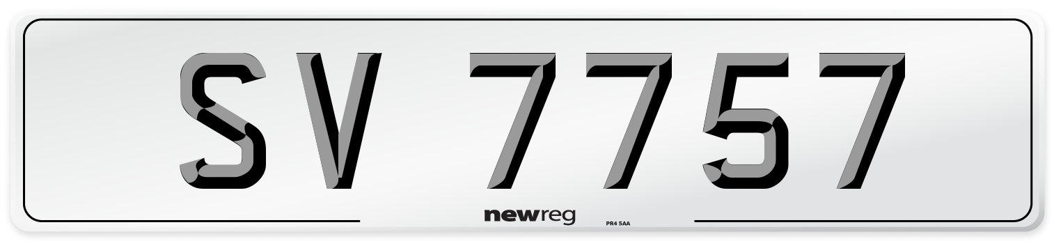 SV 7757 Number Plate from New Reg